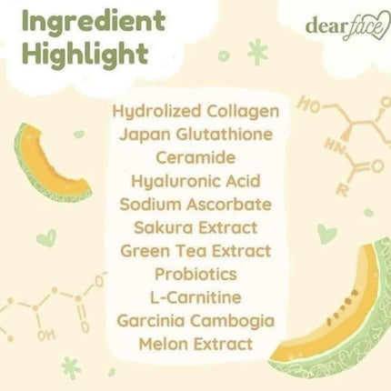 Dear Face Beauty Milk Japanese Collagen – Strawberry & Melon Drink (50,000mg)