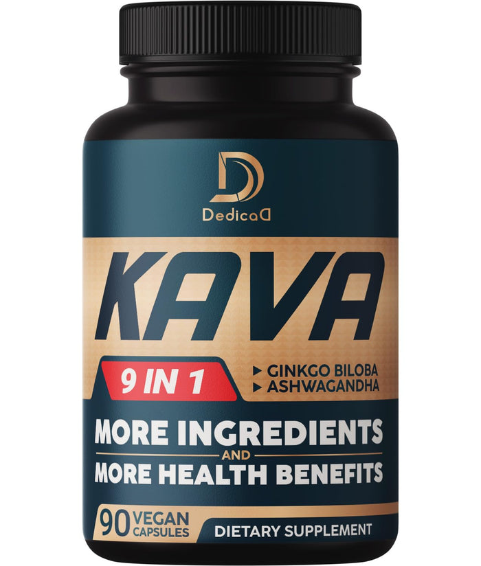 DEDICAD Kava Kava Capsules – 3-Month Supply, 90 Vegan Pills | 9-Herb Mood & Immune Support
