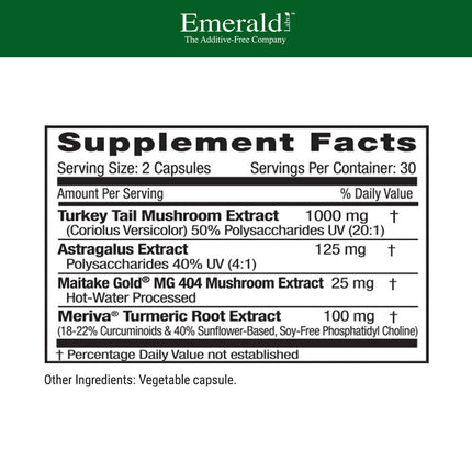 Emerald Labs Deep Immune Health - Immune Support (60 Veg Capsules) with Maitake, Meriva Turmeric & Astragalus