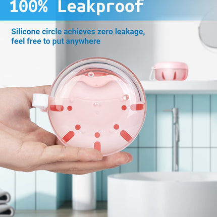 Denture Bath Case – Leak-Proof Portable Retainer Box (Pink) with Cleaning Kit