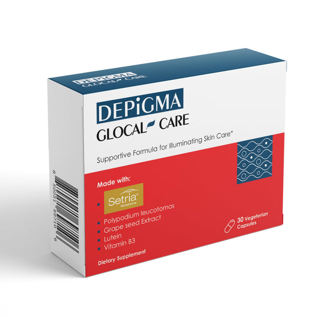 GlocalCare Depigma Support Reduction of Hyperpigmentation, Melasma & Dark Spots with Glutathione, Polypodium Leucotomos, Grape Seed & Marigold Extract