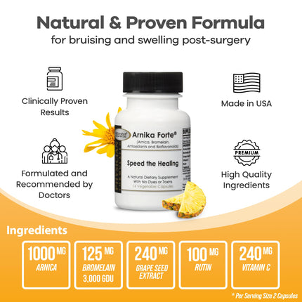 DermAvance Arnika Forte Capsules – Post-Surgery Swelling & Bruising Support (Arnica 1000mg, Bromelain 125mg, 14 capsules)