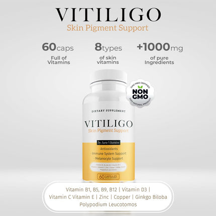 Dermawonder Vitiligo Capsules 60 Count - Support Pigmentation & Reduce White Spots