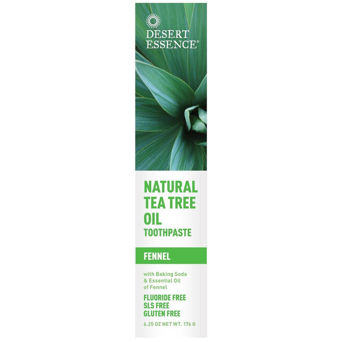 Desert Essence Natural Tea Tree Oil Toothpaste with Fennel - 6.4 oz Pack of 4