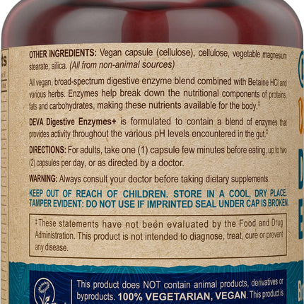 DEVA Vegan Digestive Enzymes Plus Supplement - 90 Capsules