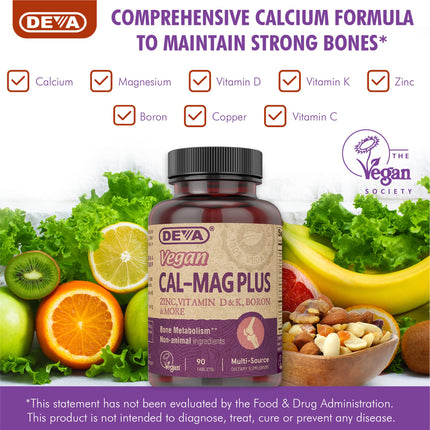 DEVA Vegan Calcium Magnesium Plus Zinc – 90 Tablets