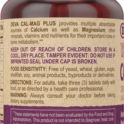 DEVA Vegan Calcium Magnesium Plus Zinc – 90 Tablets