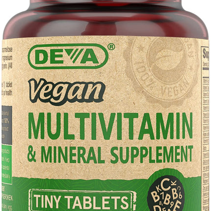 DEVA Vegan Multivitamin for Women & Men – Iron, C, E, B-Complex, Zinc | 90 Tiny Tablets