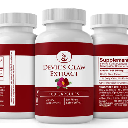 Devil's Claw Extract Capsules – Pure Original Ingredients, 100 Count, Lab Verified