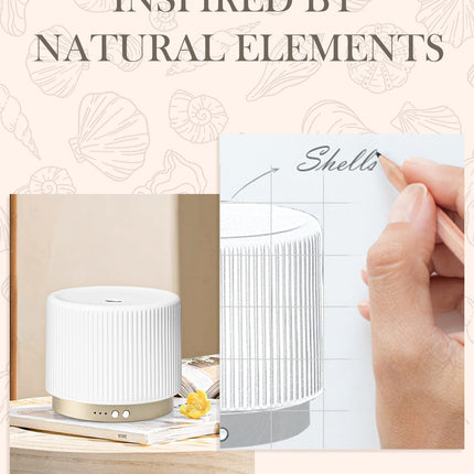 280ml Ceramic Essential Oil Diffuser – Ultrasonic Cool Mist, Auto Shut-Off, Quiet Sleep