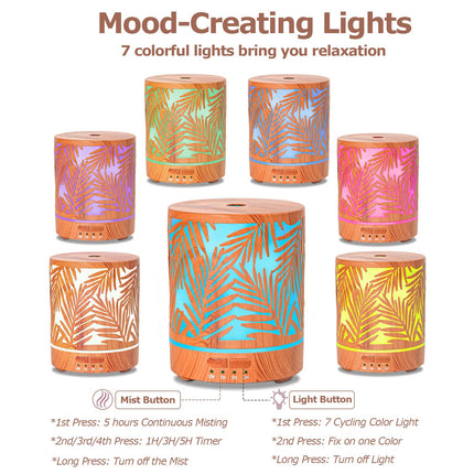 Essential Oil Diffuser – Metal Aromatherapy 300ML Ultrasonic Cool Mist for Large Rooms