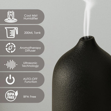 Diffuserlove Ceramic Essential Oil Diffuser – Stone Cover, Auto Shut-off