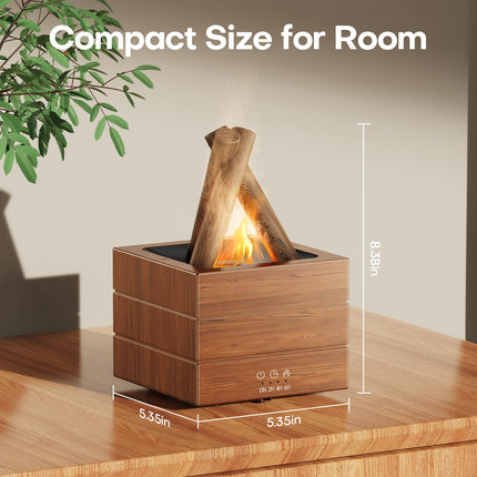 Bonfire Essential Oil Diffuser by Diffuserlove — 280ML Flame Ambience, 8 Color LEDs, Remote