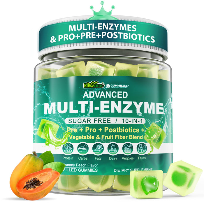 Digestive Enzymes Gummies for Women & Men | 90B CFU Probiotics + Prebiotics & Postbiotics | Fiber Blend | 60 Count