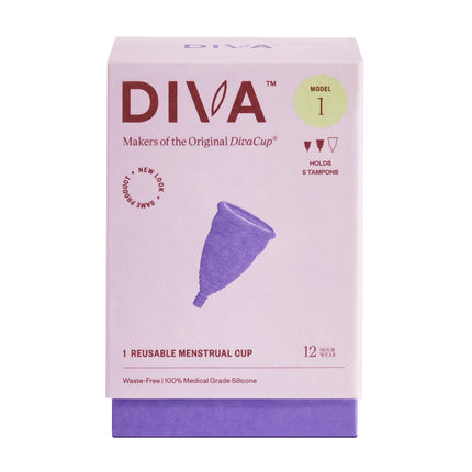 DIVA Cup Model 1 – Medical Grade Silicone Reusable Menstrual Cup for Medium to Heavy Flow | Up to 12 Hours