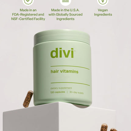 Divi Hair Vitamins for Women & Men – Biotin, Lustriva, 120 Count (30-Day Supply)