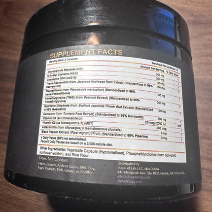 DLNIA Liposomal NAD+ Supplement| Nicotinamide Riboside (NR) 1258 mg with Resveratrol, Quercetin, Pterostilbene & CoQ10-12-Nutrient High-Absorption Cellular Energy & Healthy Aging