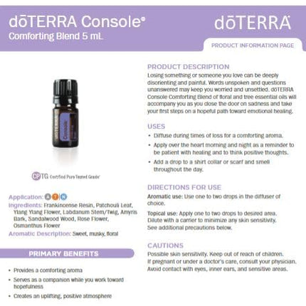 doTERRA Console Essential Oil - Comforting Blend (5 mL) | Grounding & Renewal