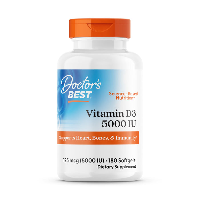 Doctor's Best Vitamin D3 5000IU – Non-GMO, Gluten & Soy Free | Supports Bones & Immune Function