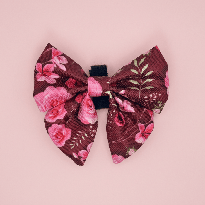 Dog Sailor Bow -  Burgundy Bloom