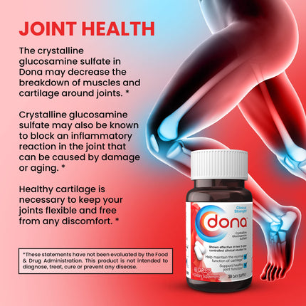 Dona Crystalline Glucosamine Sulfate 750 mg – Joint Support (2 Pack)