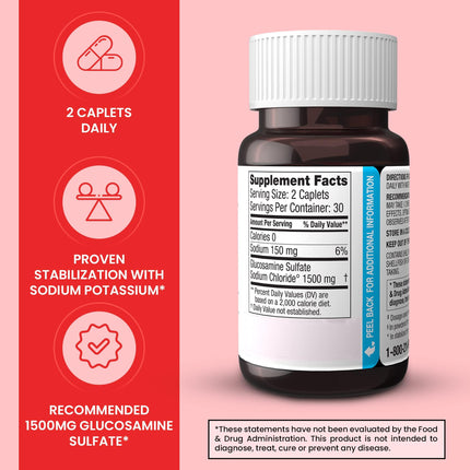 DONA Crystalline Glucosamine Sulfate 750 mg – Joint Health & Knee Comfort, 60 Count