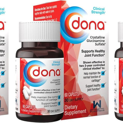 DONA Crystalline Glucosamine Sulfate 60 Caplets (3 Pack) - Joint Health