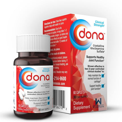 DONA Crystalline Glucosamine Sulfate 60 Caplets (3 Pack) - Joint Health