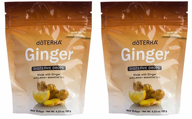 doTERRA Ginger Throat Digestive Drops 30-Count Bag (2 Pack) – On-The-Go Digestive Support