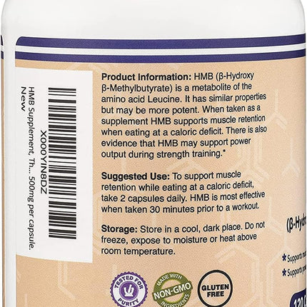 Double Wood Supplements HMB Supplement – 120 Capsules, Pack of 2, 1000 mg per Serving, Gluten Free, Non-GMO, Third-Party Tested