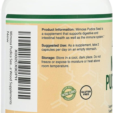 Double Wood Mimosa Pudica Seed Capsules 1000mg – Digestive Support – Pack of 2 (360 Capsules)