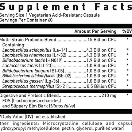 Douglas Laboratories Multi-Probiotic 15B – Shelf-Stable Probiotic with Prebiotic FOS, 60 Vegetarian Capsules