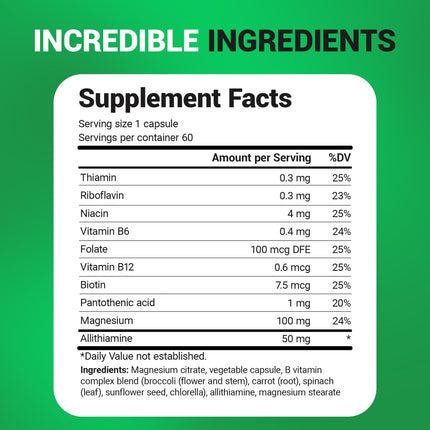 Dr. Berg Allithiamine B1 B6 B12 Complex – Natural Vitamin B1 Supplement (60 Capsules)