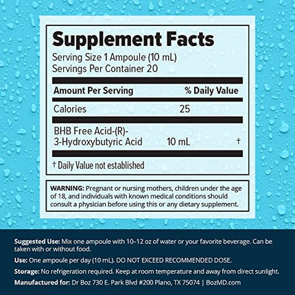 Dr. Boz Pucker UP! Clear Ketones – 20 Packets | Fast-Acting Liquid BHB for Energy & Clarity, Made in USA