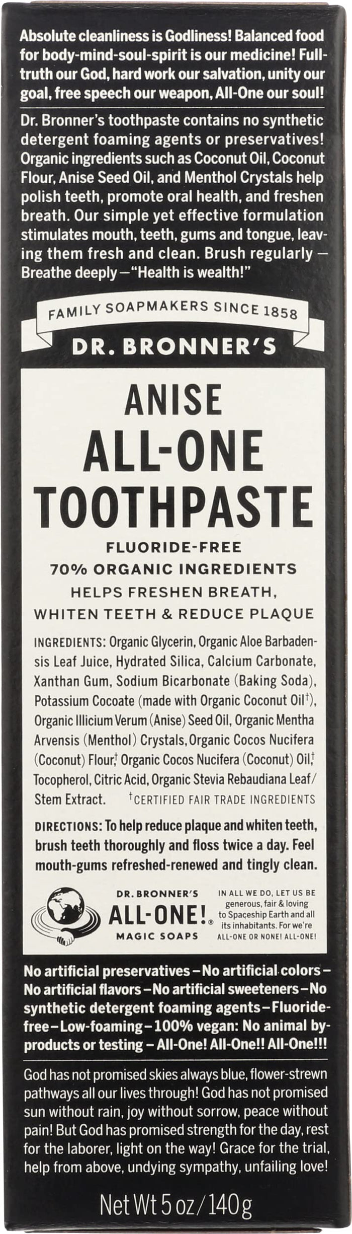 Dr. Bronner's All-One Toothpaste Anise 5 oz | Pack of 1