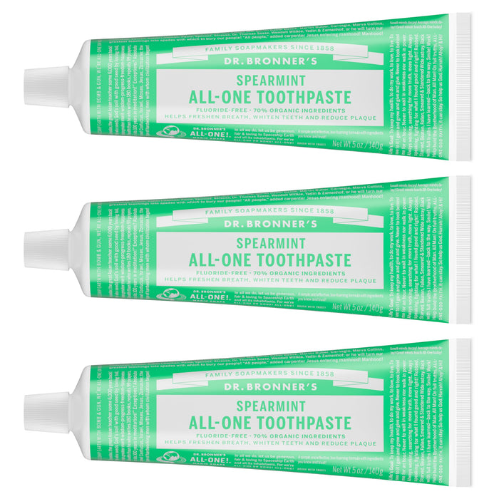 Dr. Bronner’s All-One Toothpaste Spearmint 5 oz 3-Pack – Fluoride-Free