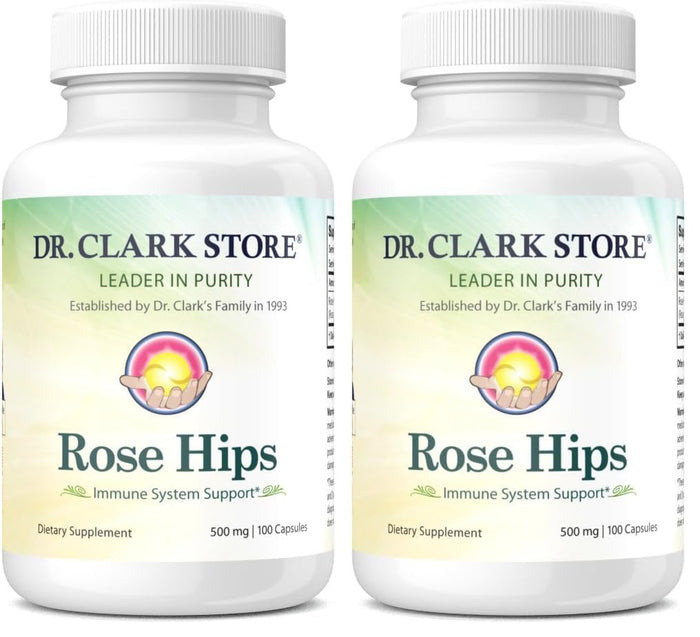 Dr Clark Store Rose HIPS Supplement, 500 MG, 100 Gelatin Capsules (Pack of 2)