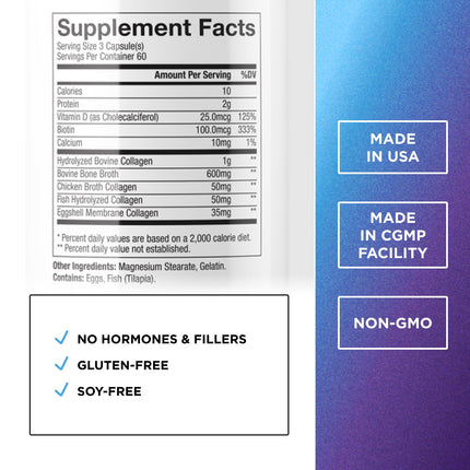 DR. EMIL NUTRITION Multi Collagen Peptides Plus Biotin & Vitamin D — Hair, Skin & Nails Support, 60 Servings