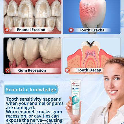 Dr. Glow Sensitive Toothpaste Fluoride Free Hydroxyapatite Toothpaste for Remineralizing Enamel & Sensitive Relief, Mint Flavor