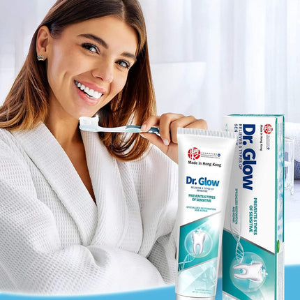 Dr. Glow Sensitive Toothpaste Fluoride Free Hydroxyapatite Toothpaste for Remineralizing Enamel & Sensitive Relief, Mint Flavor
