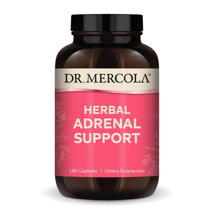 Dr. Mercola Herbal Adrenal Support - 90 Servings (180 Capsules) | Mood & Stress Management, Non-GMO