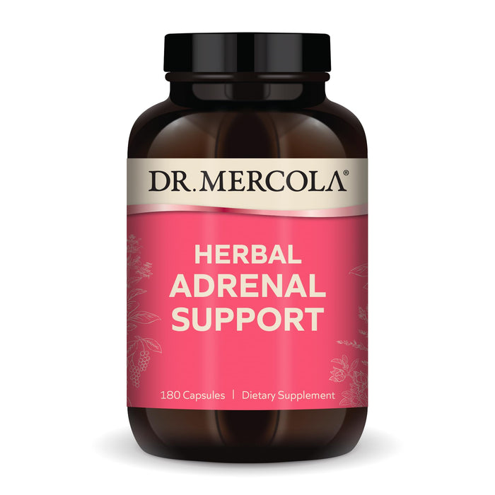Dr. Mercola Herbal Adrenal Support - 90 Servings (180 Capsules) | Mood & Stress Management, Non-GMO