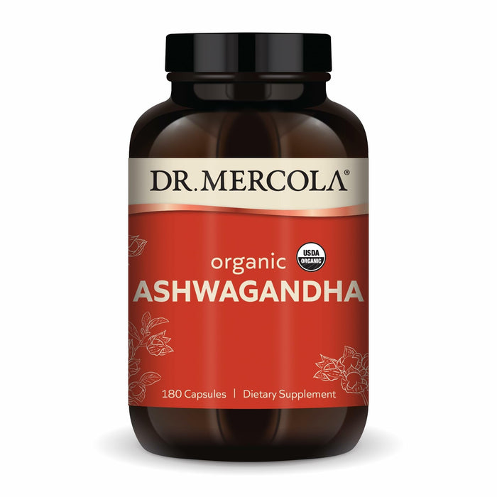 Dr. Mercola Organic Ashwagandha - 800 mg per Serving | Adrenal Support & Energy | USDA Organic | 180 Capsules