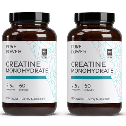 Dr. Mercola Pure Power Creatine Monohydrate 60 Servings, 120 Capsules, 2 Pack, 2.5 g per Serving, Non-GMO, NSF Certified for Sport