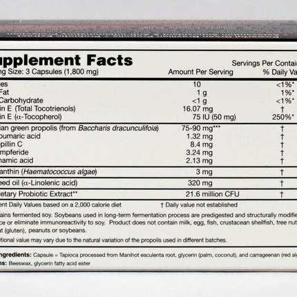 Dr. Ohhira's Propolis Plus 60 Capsules with Brazilian Green Propolis, Probiotic Extract and Astaxanthin