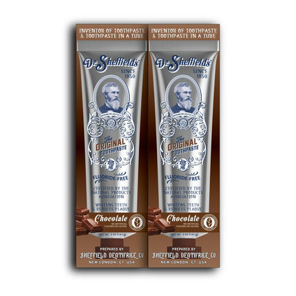 Dr. Sheffield’s Certified Natural Toothpaste (Chocolate) – Great Taste, Fluoride Free, Whitening (2-Pack)