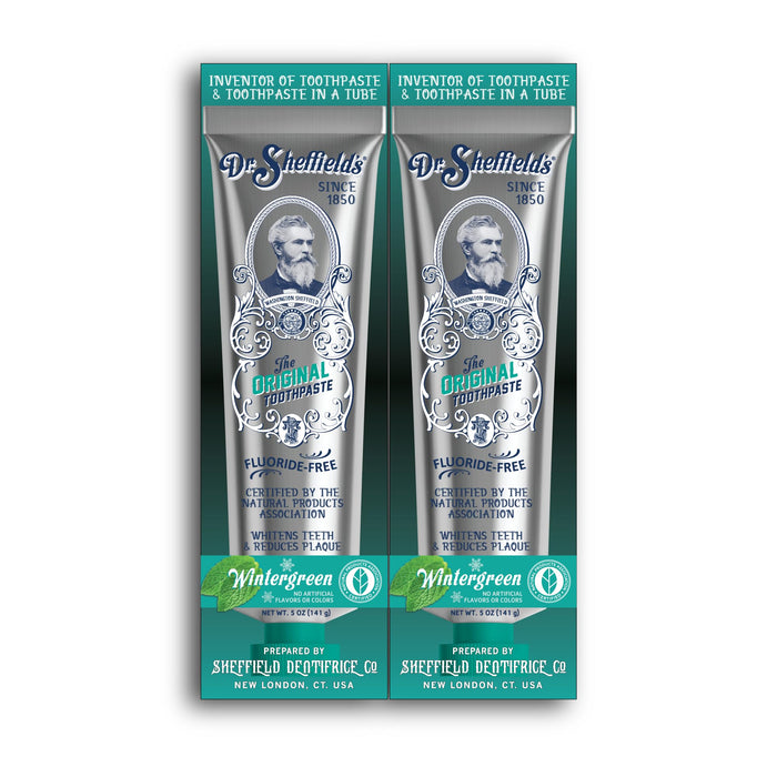 Dr. Sheffield’s Certified Natural Toothpaste (Wintergreen) – Fluoride Free 2-Pack