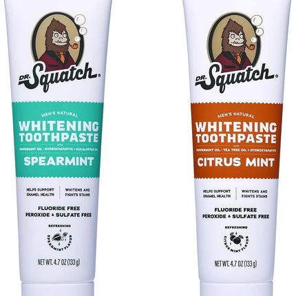 Dr. Squatch Fluoride-Free Teeth Whitening Toothpaste Kit – Citrus Mint & Spearmint (2-Pack)