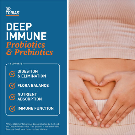 Dr. Tobias Deep Immune Probiotics & Prebiotics – Dual Action Digestive Support (120 Capsules)