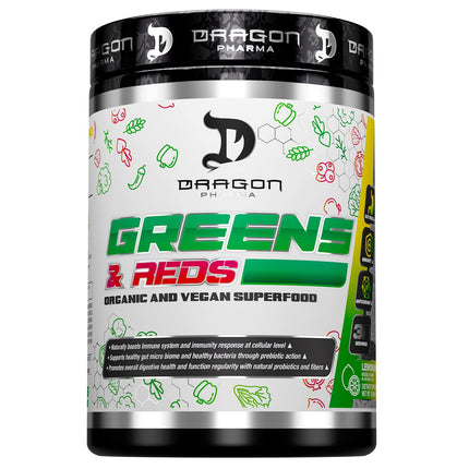 Dragon Pharma Greens & Reds – 23+ Superfoods, 30 Servings, Lemonade